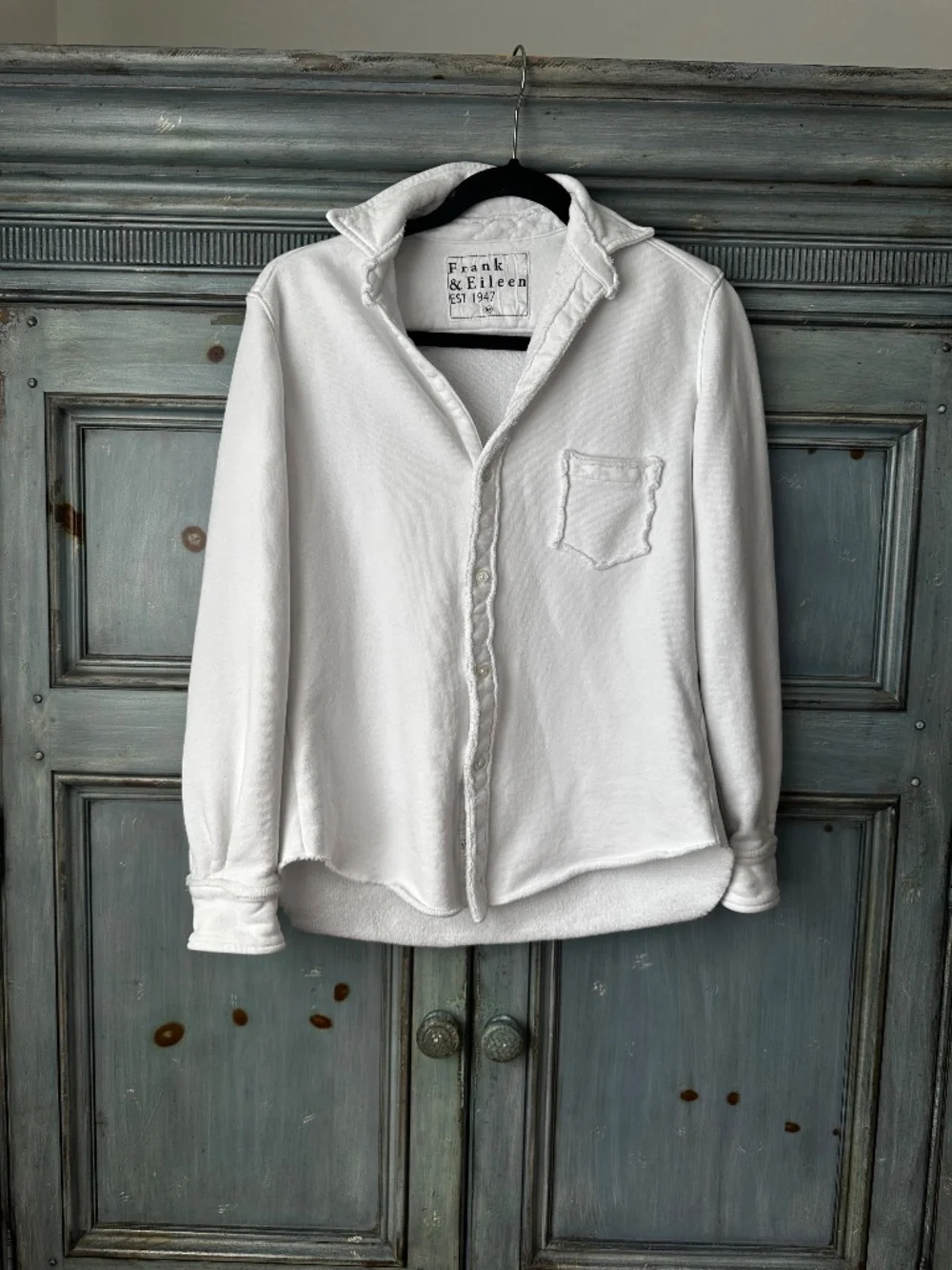 Frank & Eileen Eileen Relaxed Button Up Shirt in White Tripple FLeece Size XS - Picture 6 of 12